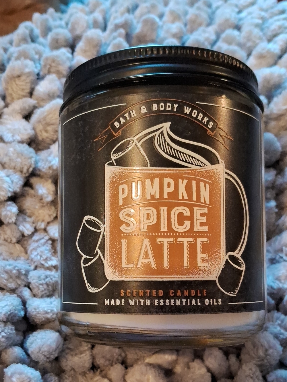 Bath & Body Works Pumpkin Spice Latte Candle - Black & Brown Label